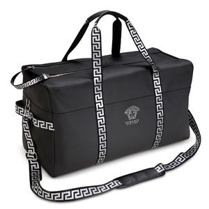 Versace Black Duffel Travel Weekender Gym Bag Duffle - Black - New